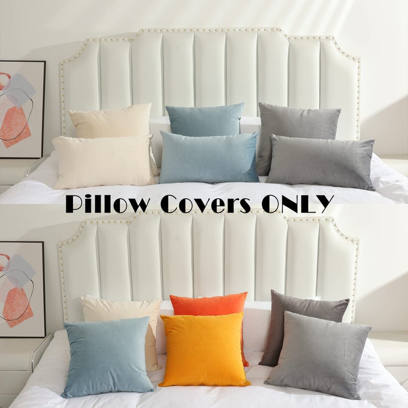 Stellhome Pack of 2 Throw Pillow Covers Rectangle Super Soft Solid Velvet Pillowcase for Bed Couch Sofa Bench, 12 x 20 inch (30 x 50 cm), Silver Blue - Image 5
